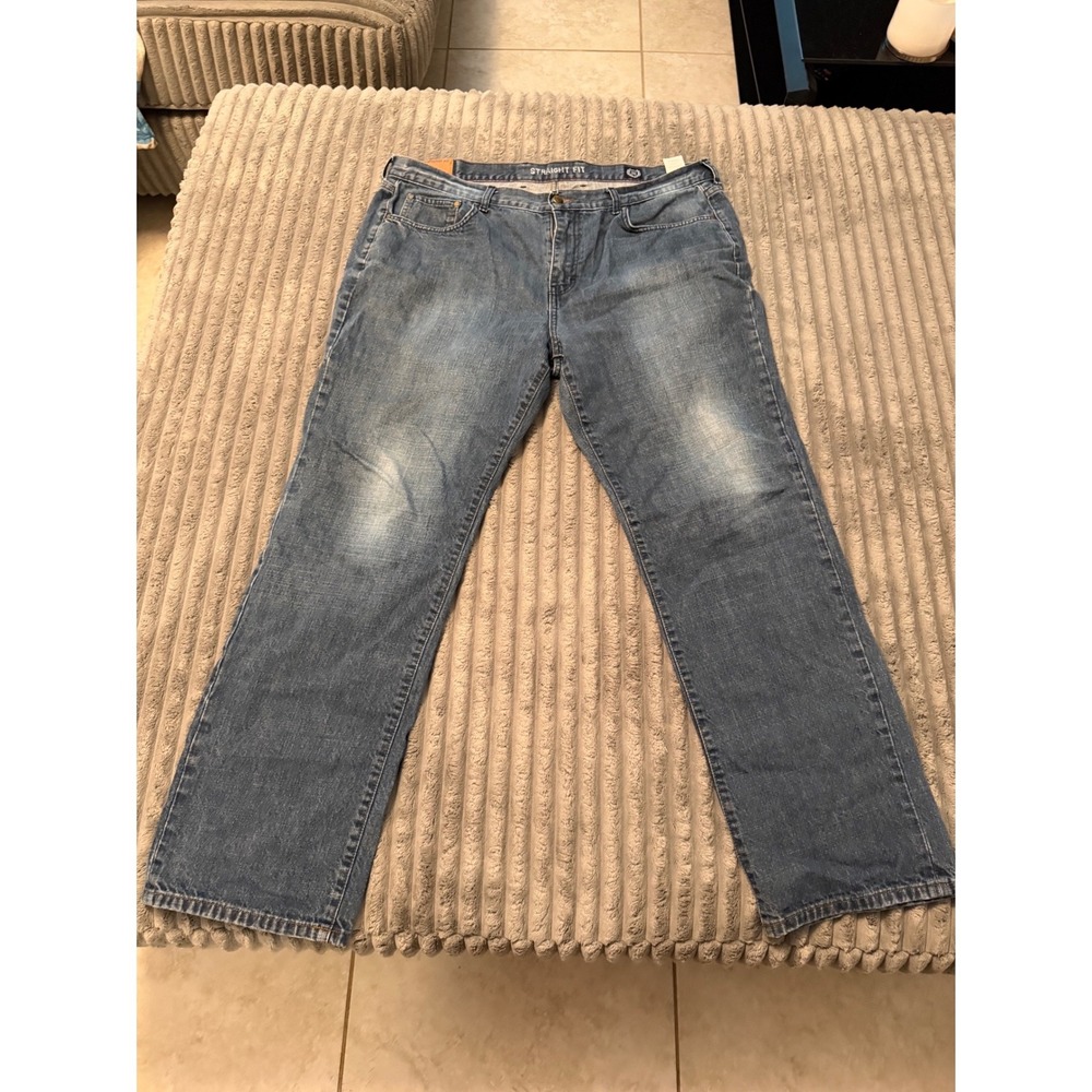 Chaps Denim Mens Straight Fit Jeans Medium Wash Blue Cotton 38x32